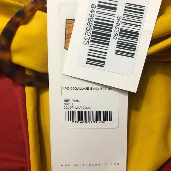 Johanna Ortiz Une Coquillage High-Waist Bikini Bottom in Marigold - Picture 10 of 13
